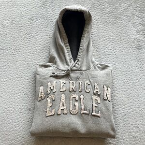 Heathered Gray American Eagle Hooded Sweatshirt- Small
